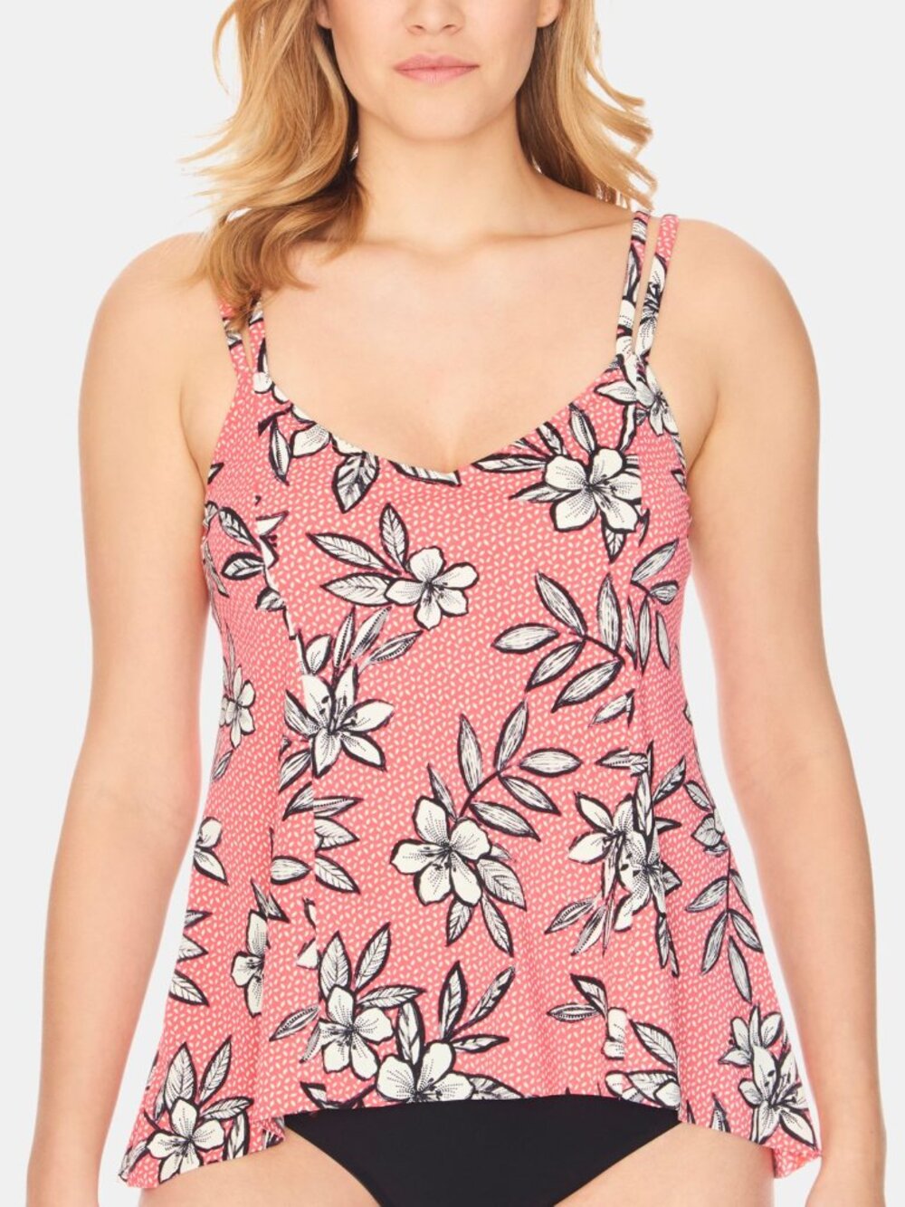 Swim Solutions Womens Printed Catalina High Low Tankini Top